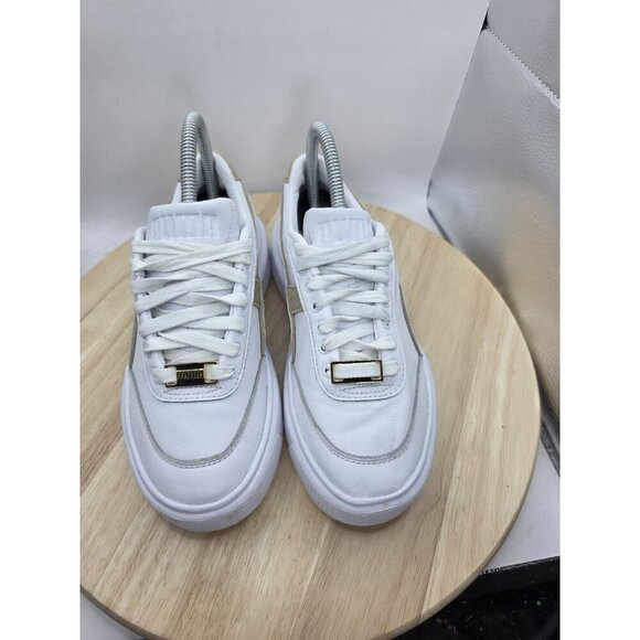 PUMA Oslo Maja Gloaming Platform SNEAKER SHOE WOMENS SIZE US 6 WHITE/GOLD EUC - Picture 4 of 8